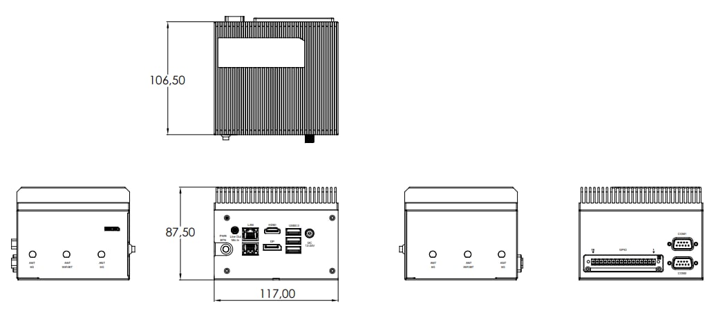 Mechanical Drawing - AAEON UP Squared Pro Edge System Mechanical Drawing - AAEON UP Squared Pro Edge System